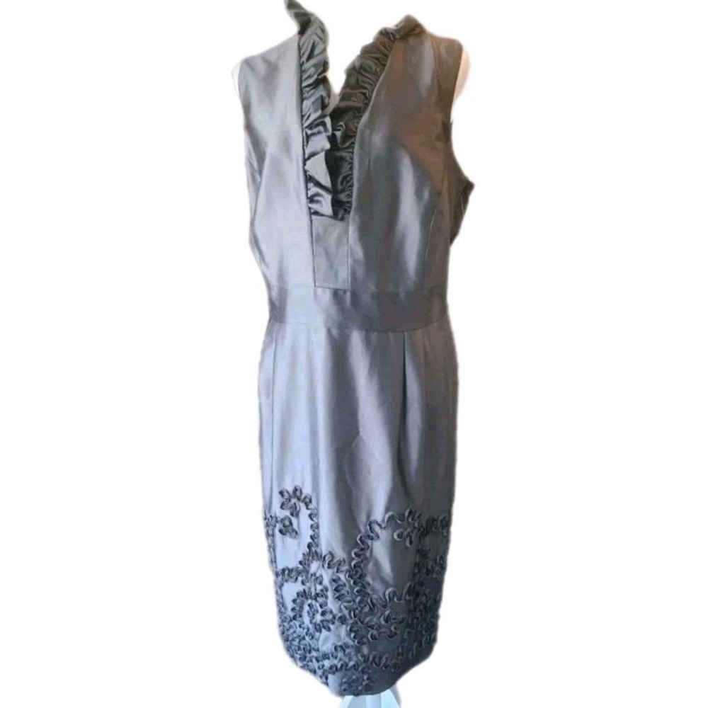 Just Taylor Dress Womens 18W Gray Fit & Flare Satin Applique Cocktail MOB NWT‎